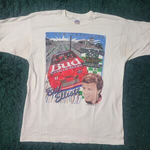 Vintage Bill Elliott Brickyard 400 Budweiser NASCAR Tee 90s USA Made XL